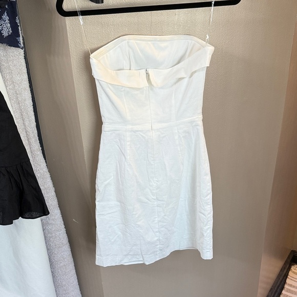Strapless White Linen-Blend Mini Dress